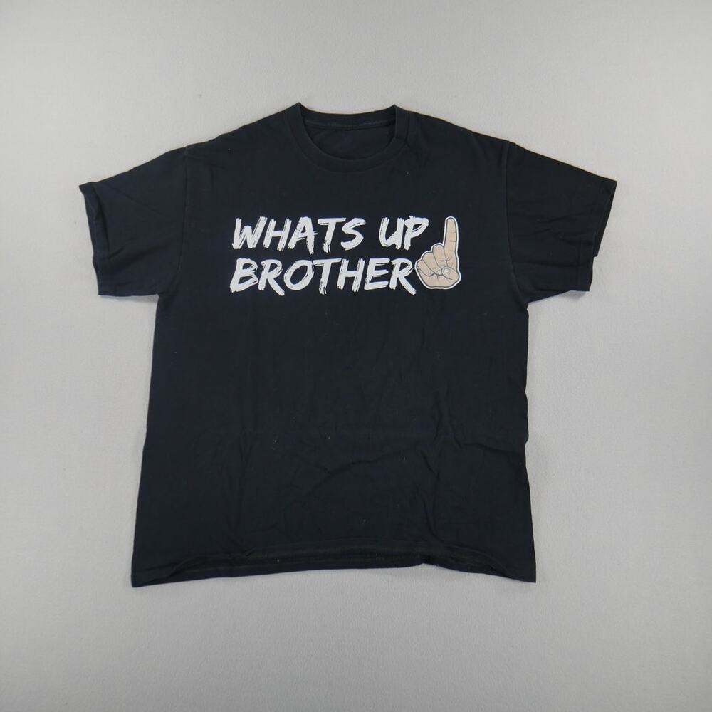 Whats Up Brother! Sketch Black Graphic Tee Mens Size (Large) Streamer Streetwear